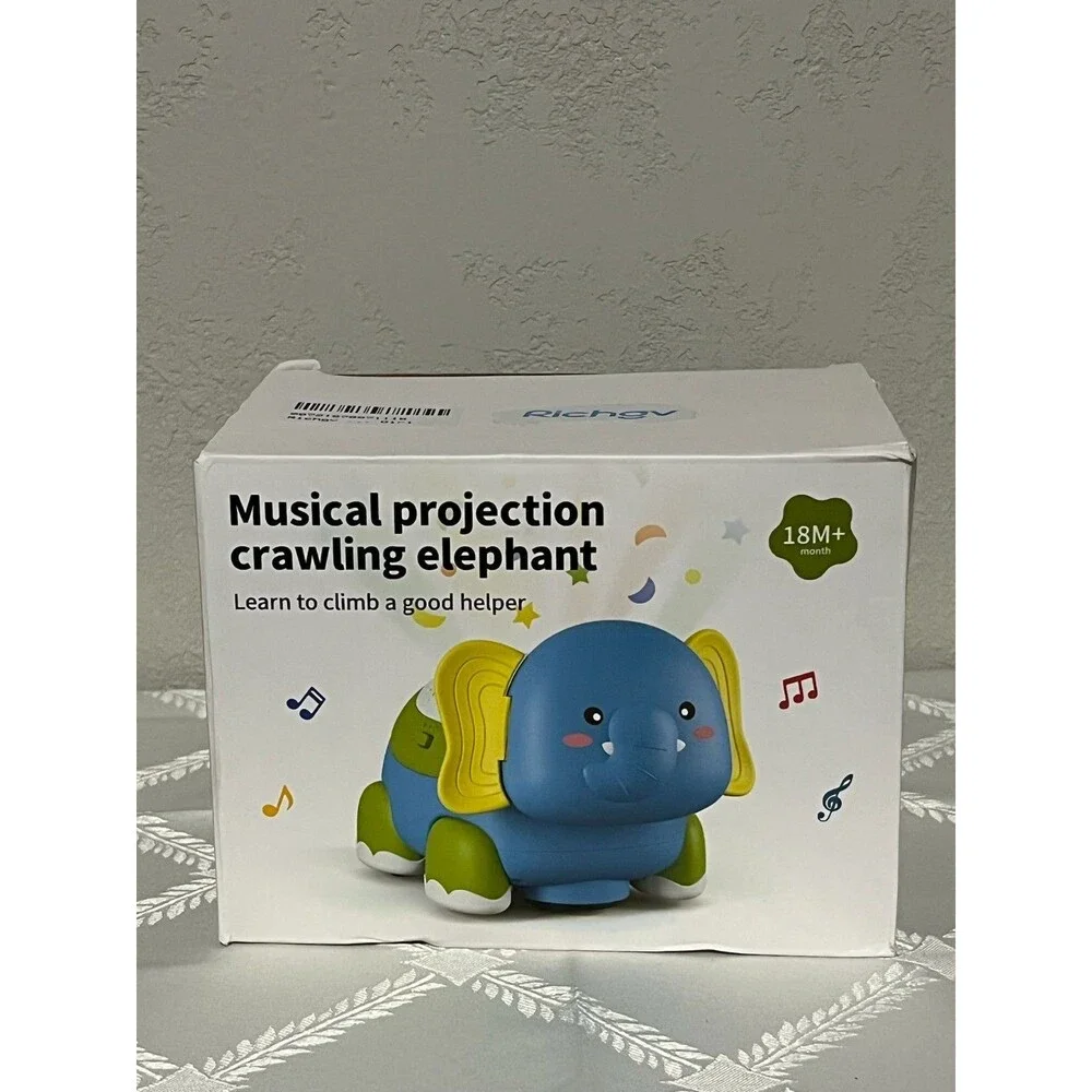 Musical Crawling Baby Toys 18 M+ Boy Girl Gift, Light Up Elephant
